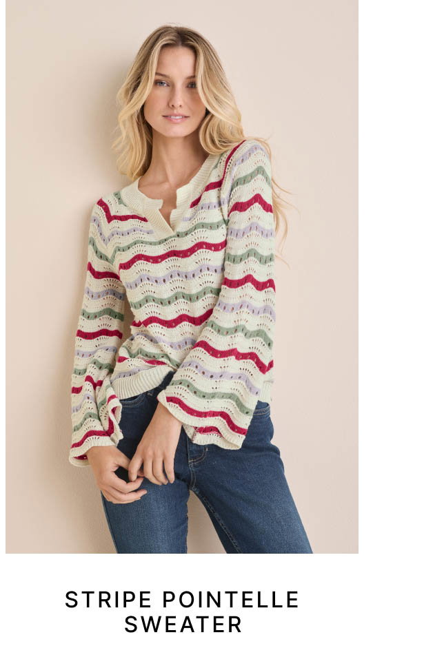 Stripe Pointelle Sweater