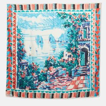 Multicolor Printed Silk Scarf 