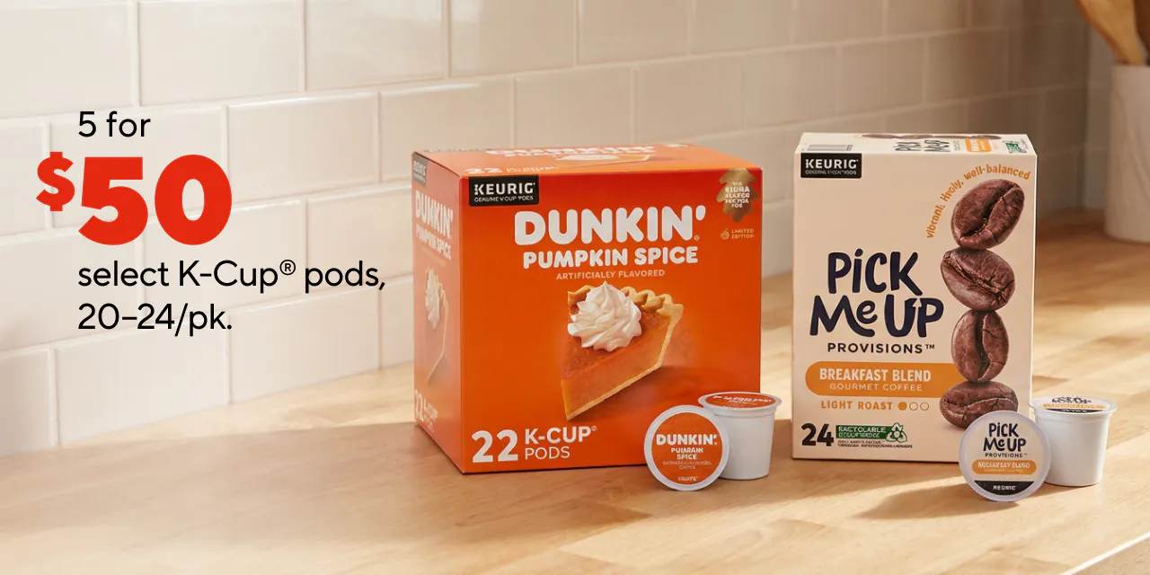 5 for $50 select K-Cup® pods, 20-24/pk.