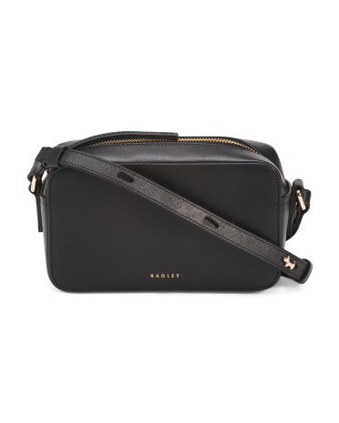 Leather Beech Row Mini Zip Around Crossbody for Women | Black