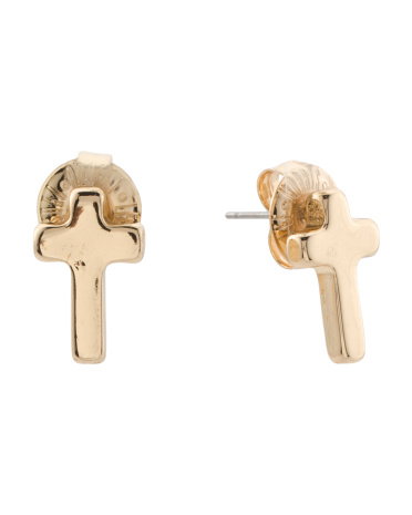 Gold Cross Stud Earrings for Women