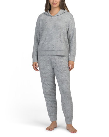 2pc Snow Season Sweatshirt And Matching Pants Set for Women | Heather Grey | Size: L | Polyester/Spandex/Nylon