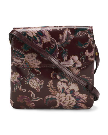 Leather Balluri Flap Multi Compartment Crossbody | European Floral Tapestry