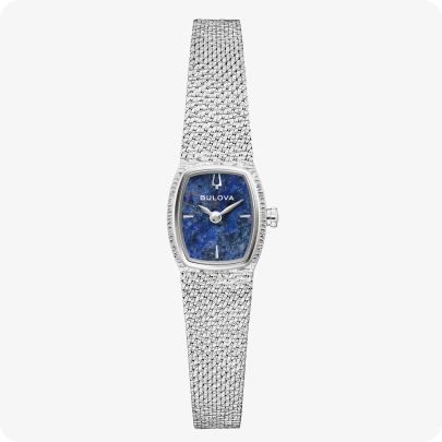 Bulova Ladies Goddess of Time Diamond Blue Tone Dial Stainless Steel 30mm Watch 96L343