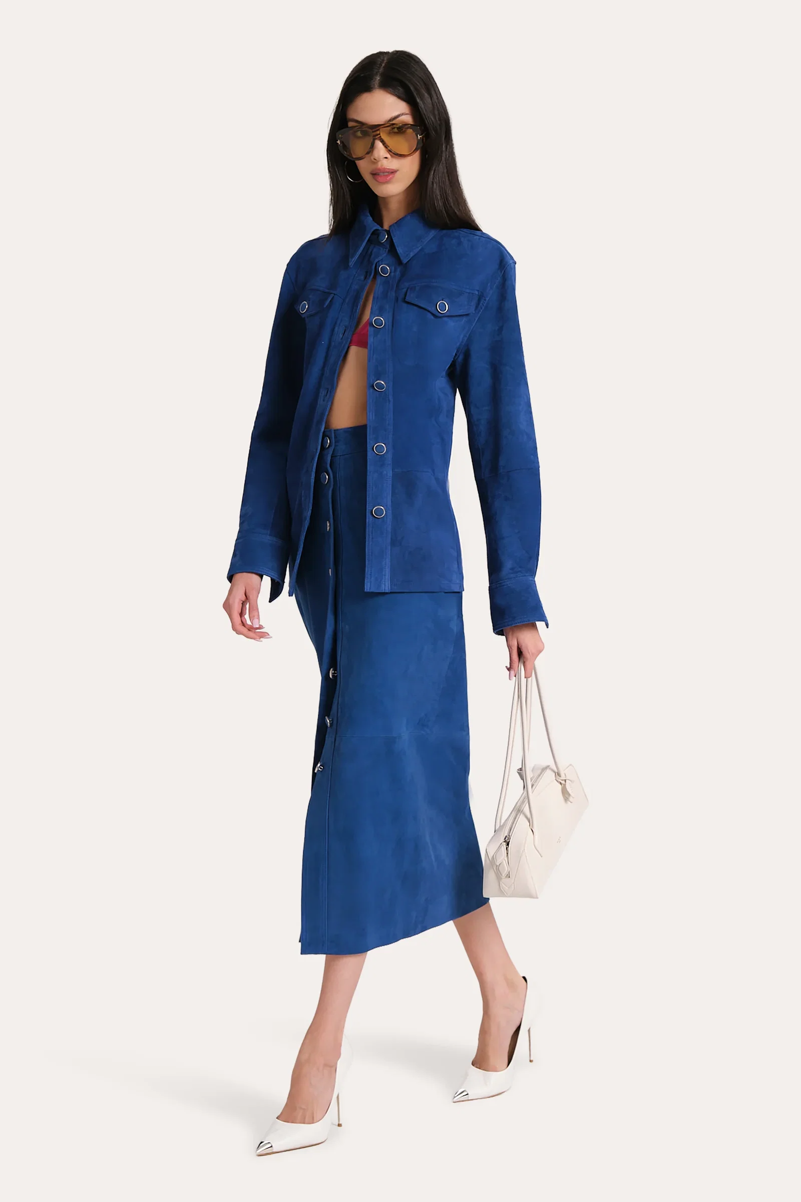 Image of Althea Suede Midi Skirt