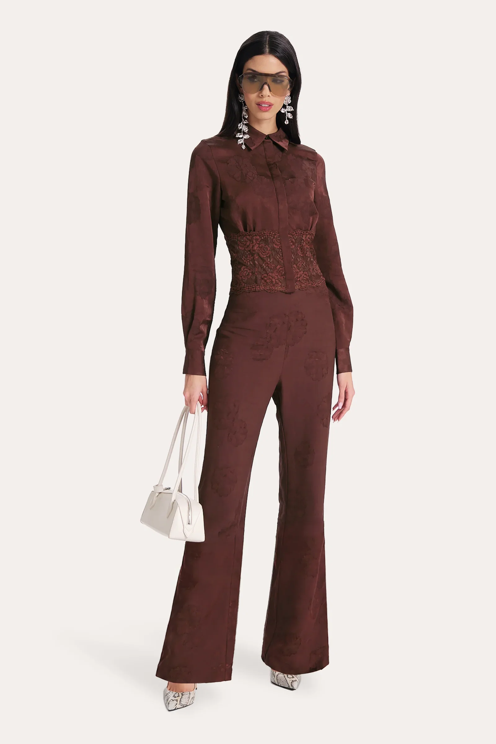 Image of Savannah Satin Jacquard Pants