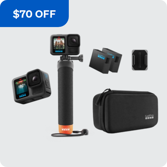 GoPro HERO13 Black camera and accessory kit bundle.