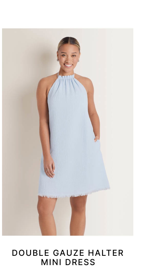 Double Gauze Halter Mini Dress