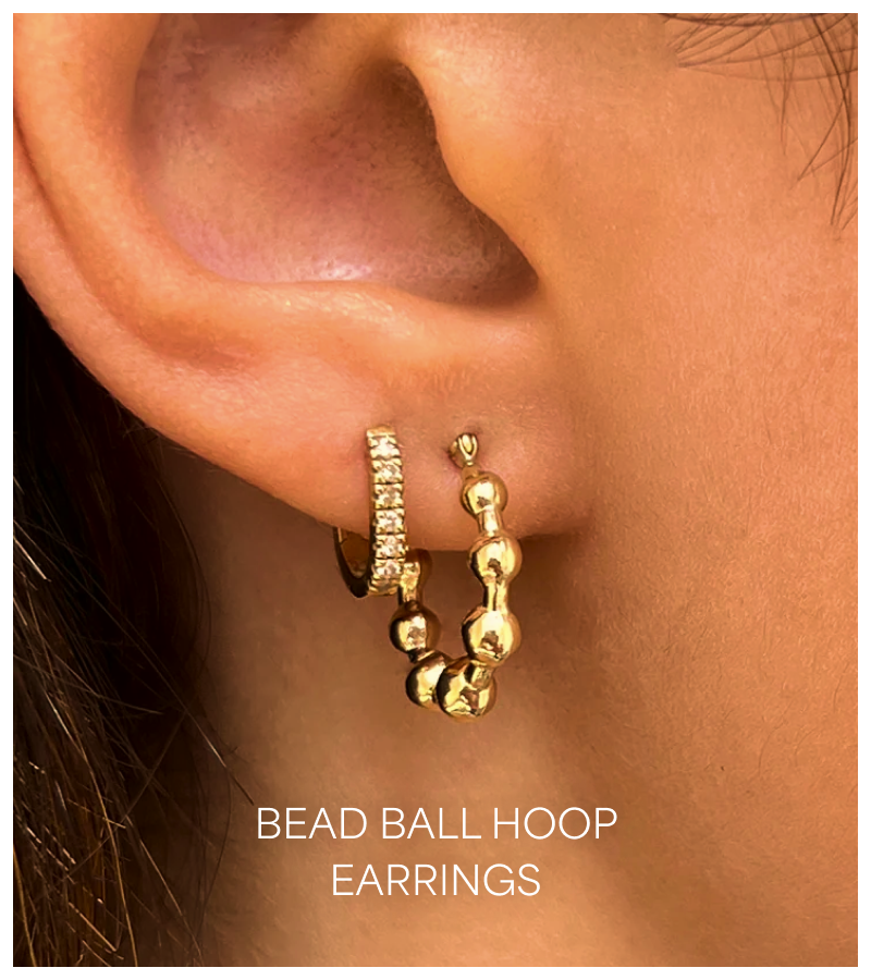 Bead Ball Hoop Earrings