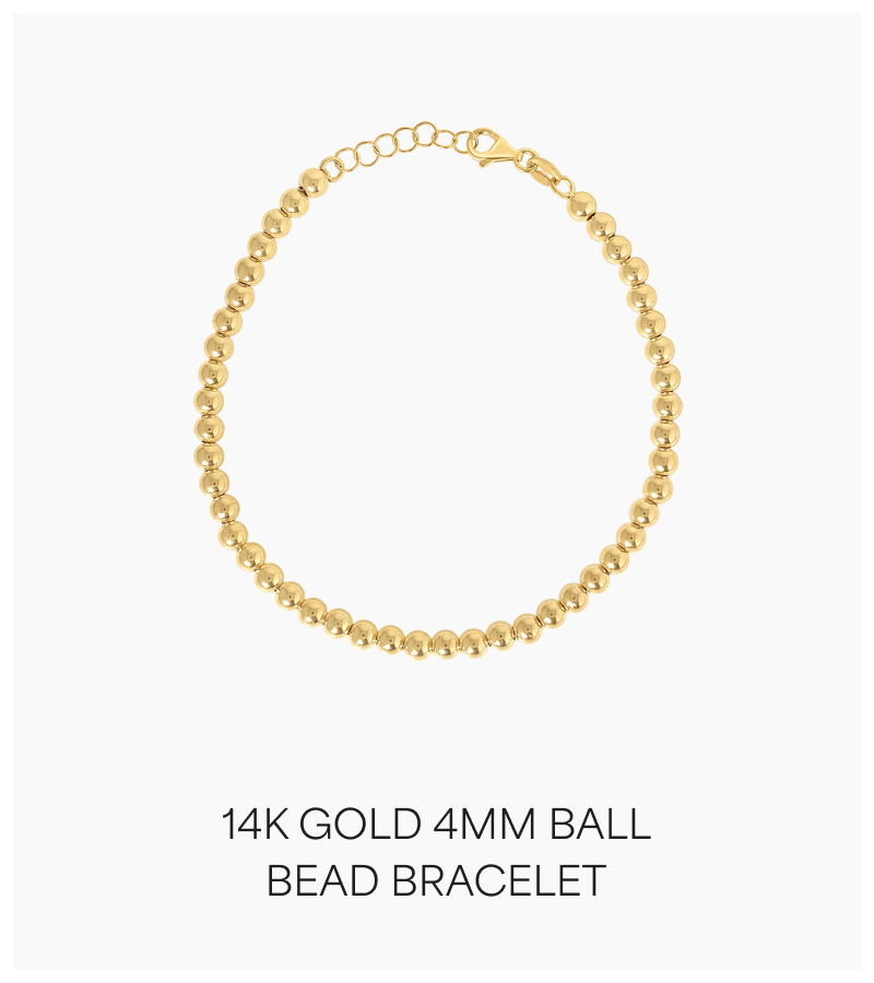 14K Gold 4mm Ball Bead Bracelet