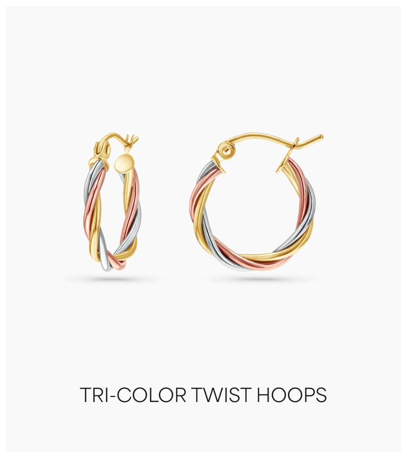 Tri-Color Twist Hoops