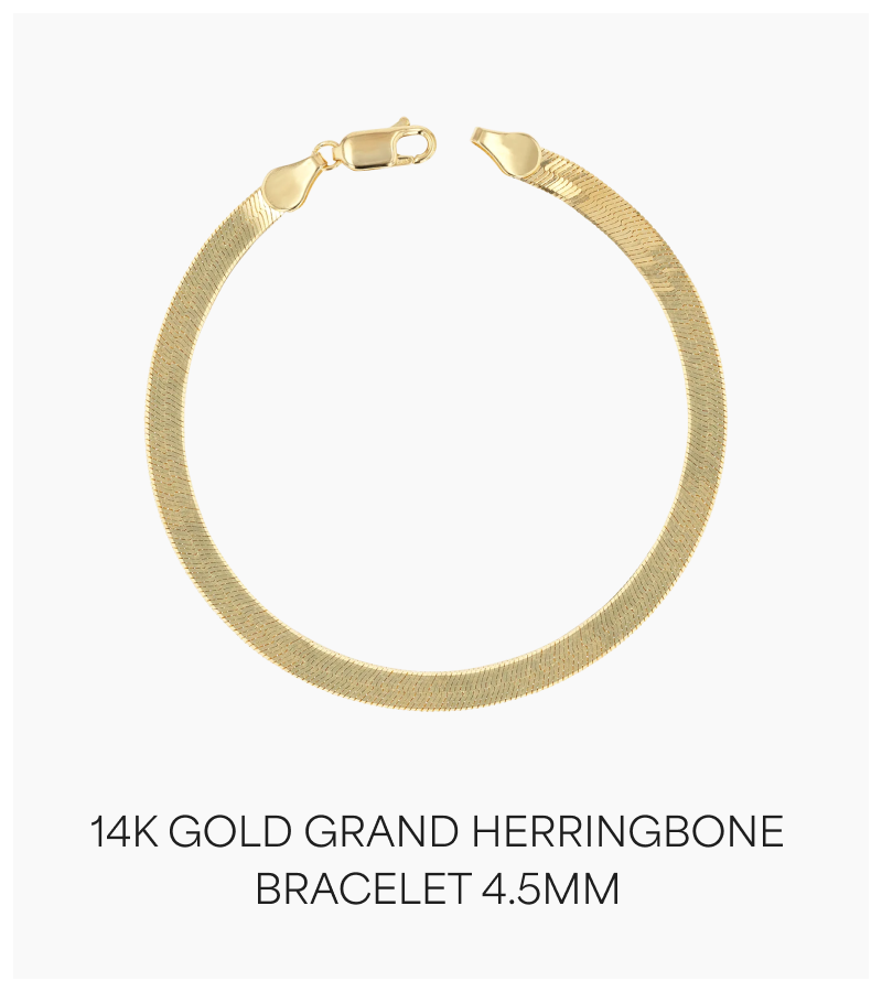 14K Gold Grand Herringbone Bracelet 4.5mm