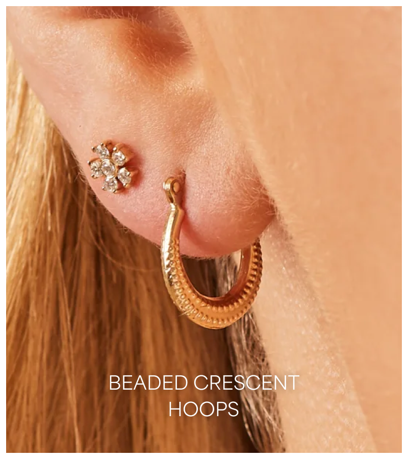 Beaded Crescent Hoops