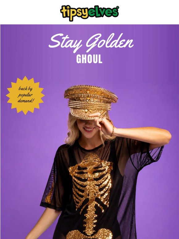 gold skeleton mesh costume dress Tipsy Elves: Drop Dead Gorgeous 💀 SCV021327_R_M