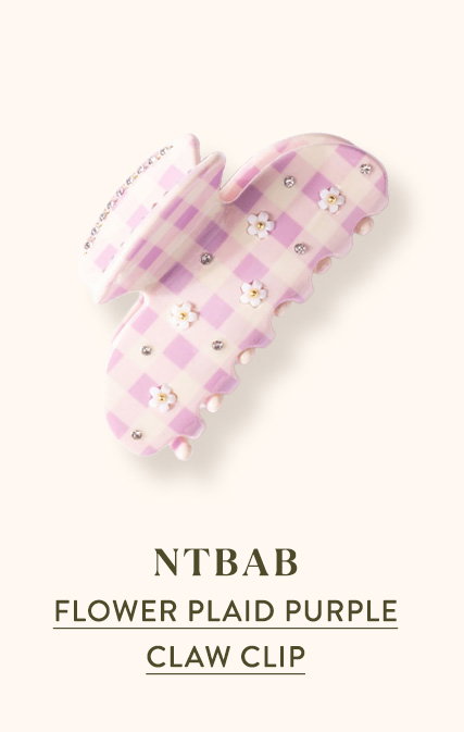 Flower Plaid Purple Claw Clip 