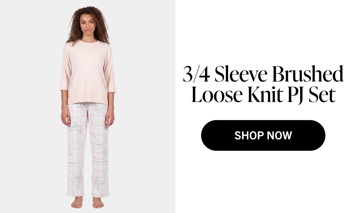 3/4 Sleeve Brushed Losse Knit PJ Set