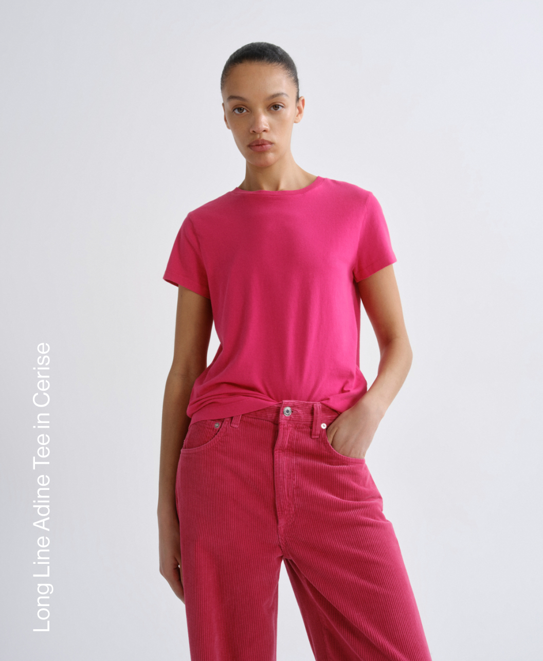 Long Line Adine Tee in Cerise