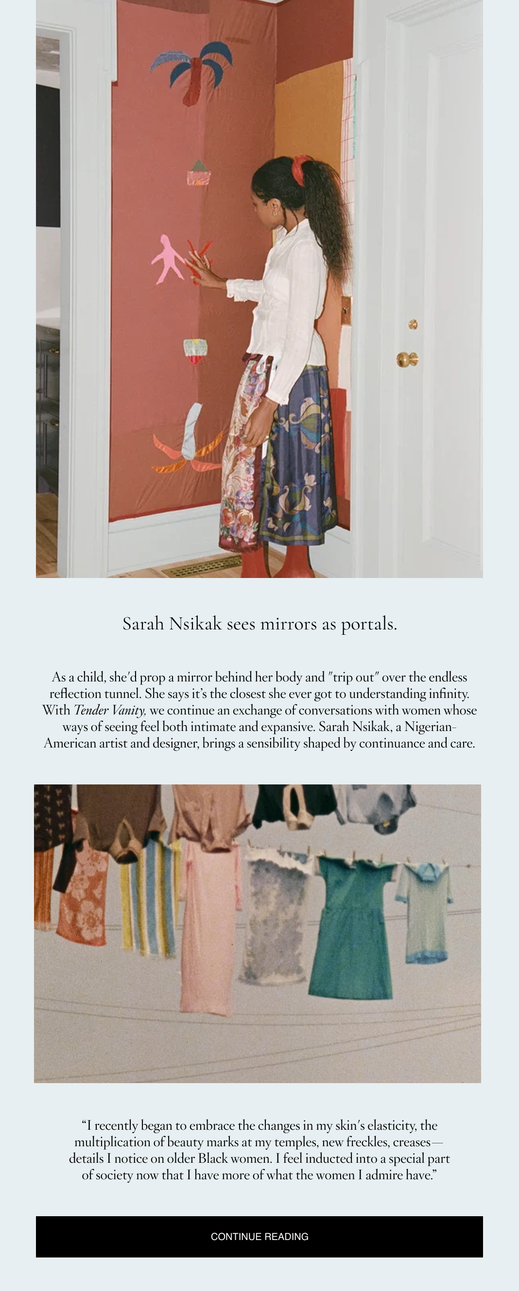 Sarah Nsikak sees mirrors as portals.