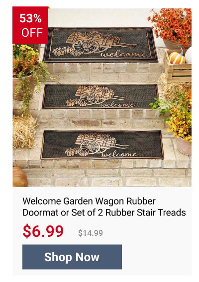 Welcome Garden Wagon Rubber Doormat or Set of 2 Rubber Stair Treads