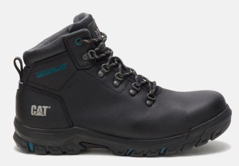 CAT Footwear - Women's Mae Steel Toe Waterproof Work Boot - Black colorway.