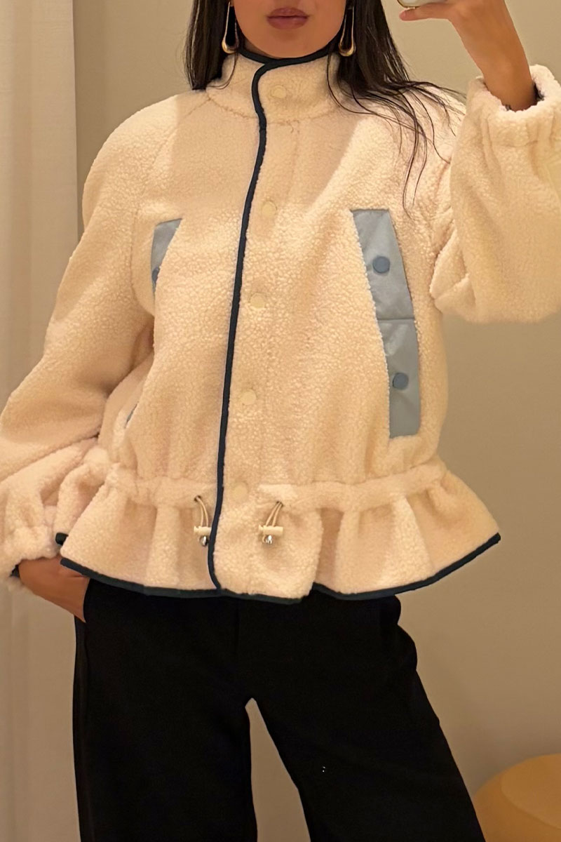 Dropped Shoulder Gathered Jacket - Buttercream