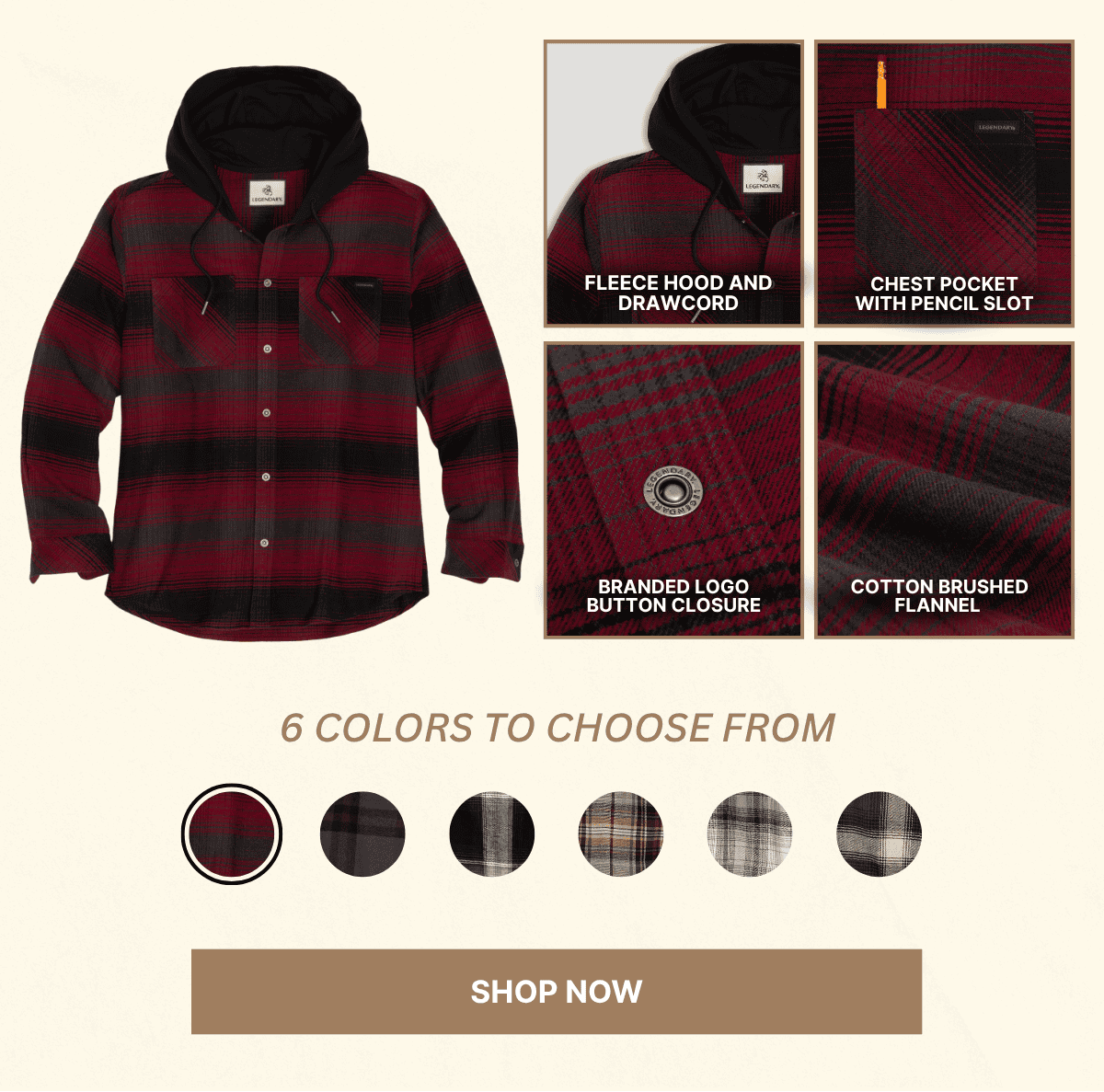 Men's Lumber Joe Flannel Hooded Long Sleeve Snap Shirt