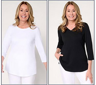 Belle by Kim Gravel TripleLuxe Knit Set of 2 3/4 Sleeve Tops