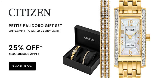 Citizen gold Bulova watch with diamonds. 25% OFF.  Citizen Petite Palidoro gift set. Click here to shop now