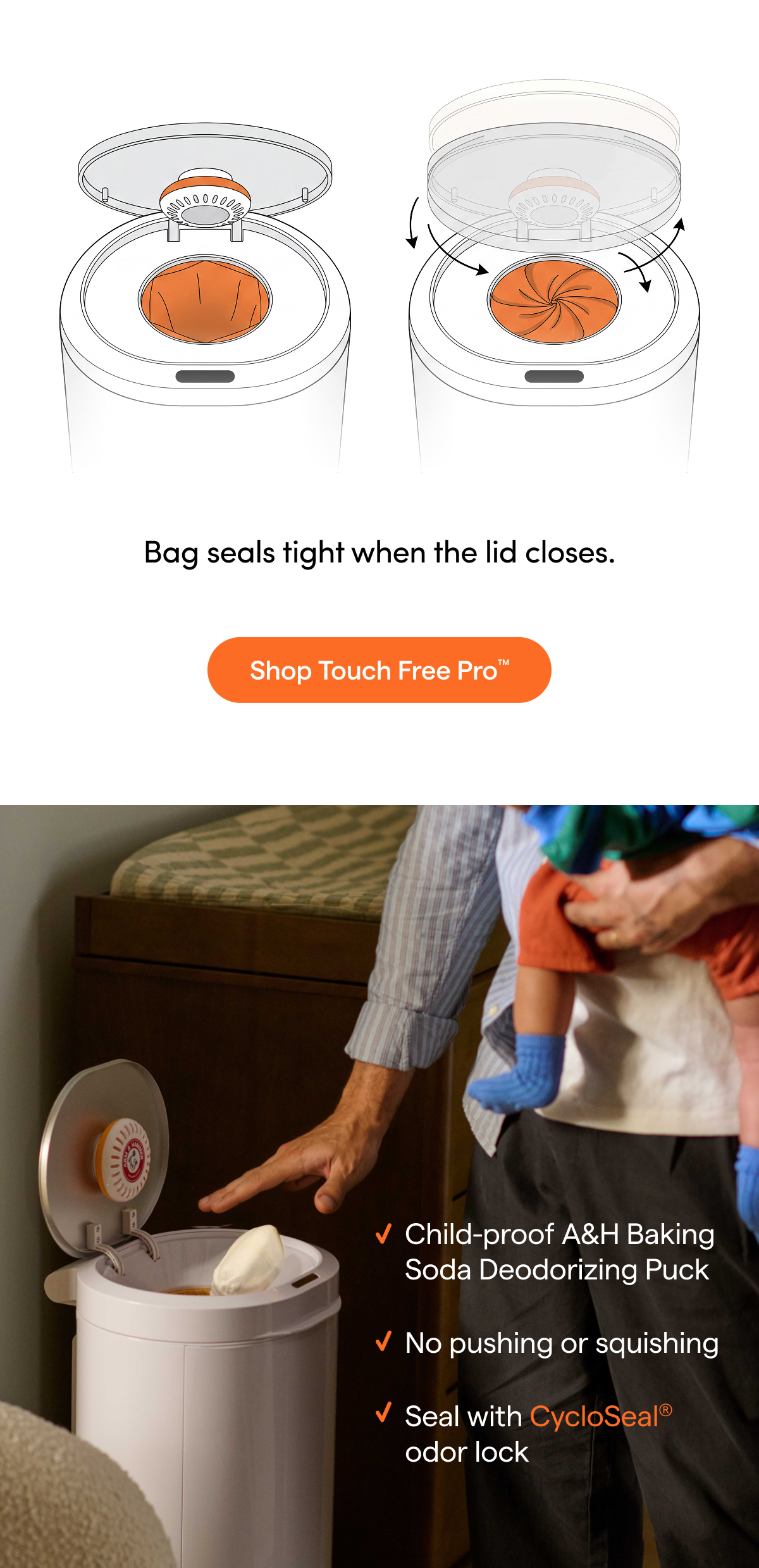 Bag seals tight when the lid closes. [Shop Touch Free Pro]