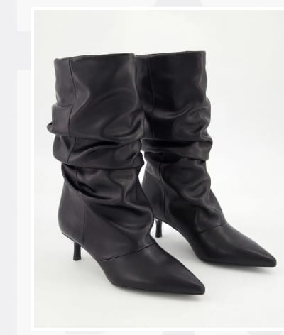 Shop Pointy Toe Kitten Heel Mid Calf Slouch Boots