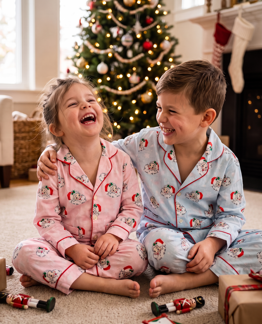 Vintage Santa Button Down Pajama Set