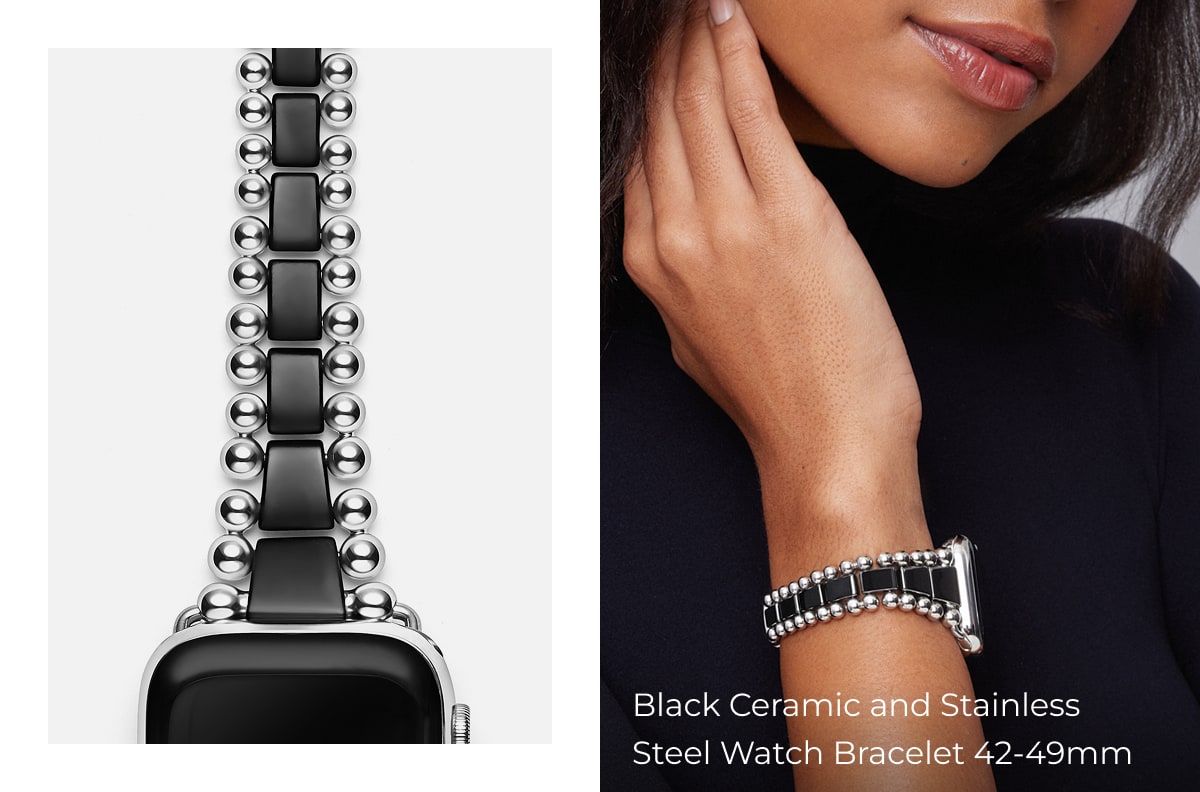 Black Ceramic and Stainless Steel Watch Bracelet-42-49mm