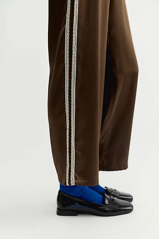Donni The Silk Lace Stripe Crop Pants