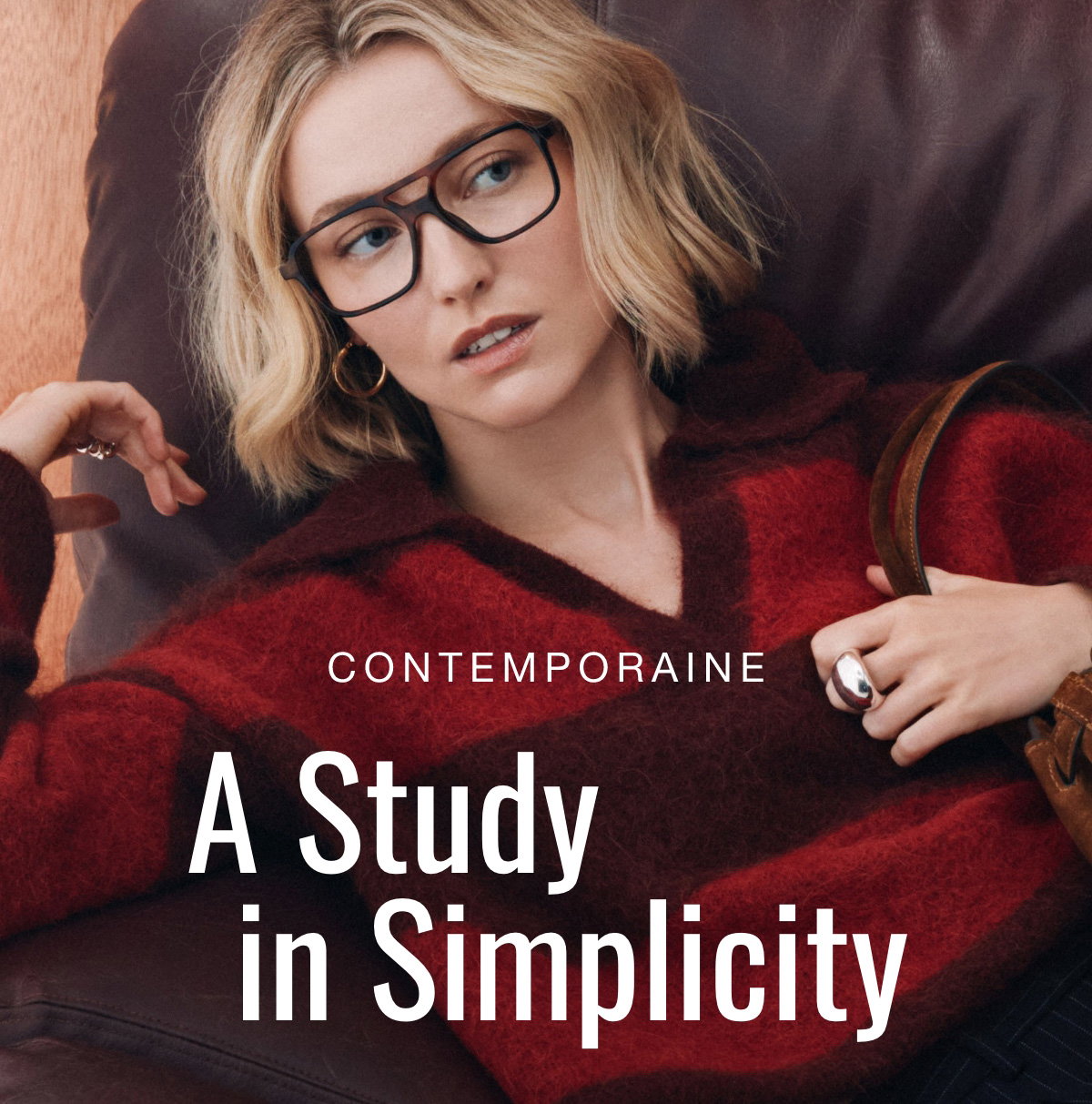 A Study in Simplicity. Woman wearing a Fuzzy rugby stripe alpaca-blend sweater at 109 $