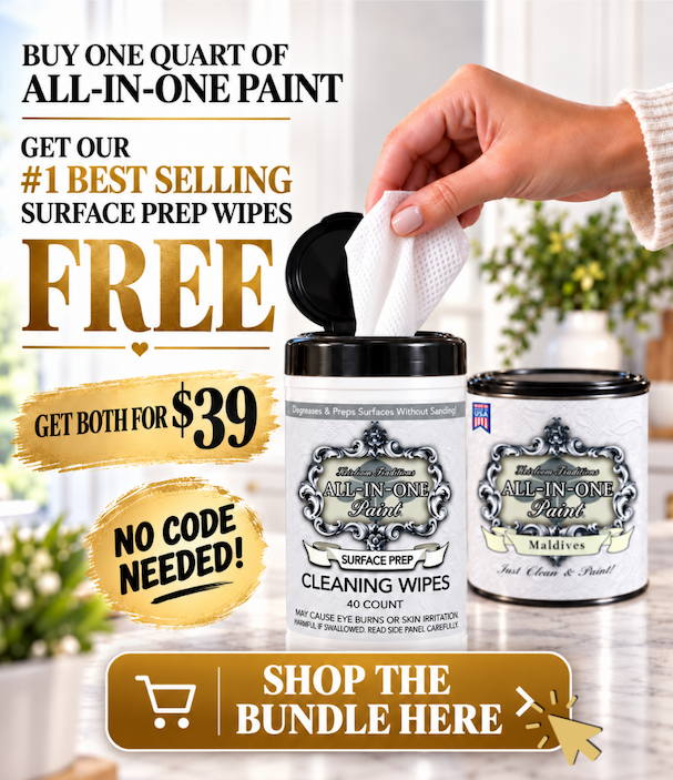Paint & Wipes Duo Bundle: one quart of ALL-IN-ONE Paint and Surface Prep Wipes for $39.99.