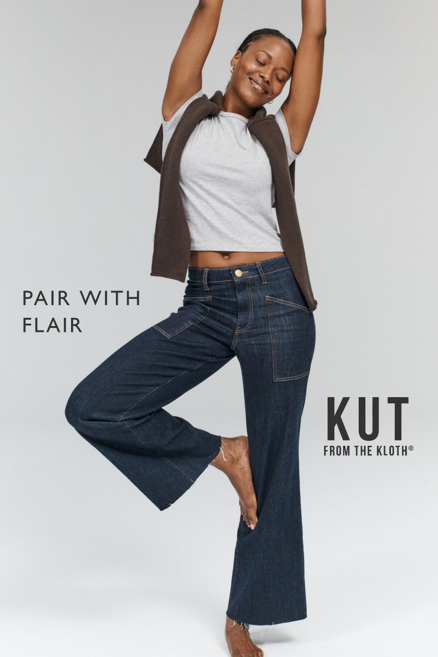 Pair with Flair. Image of model in Kut from the Kloth jeans.