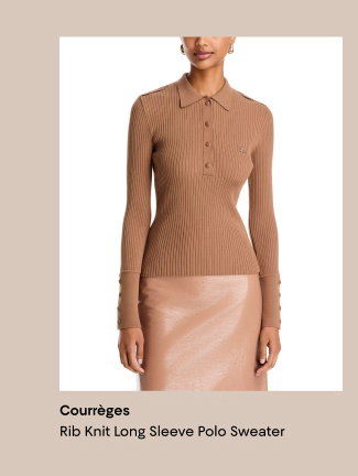 Rib Knit Long Sleeve Polo Sweater