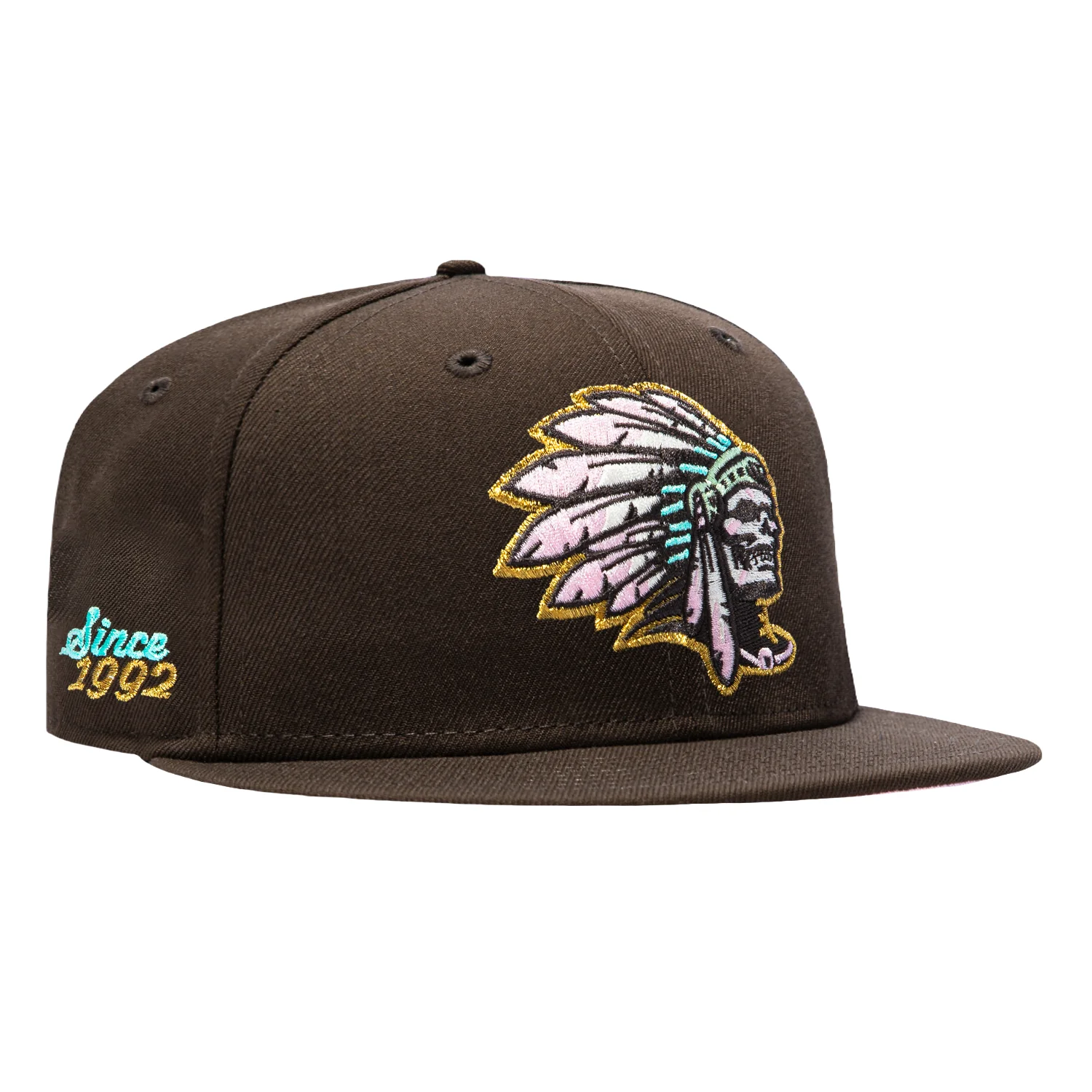 Image of New Era 59Fifty Spumoni Skull Chief Since 1992 Patch Pink UV Hat - Brown