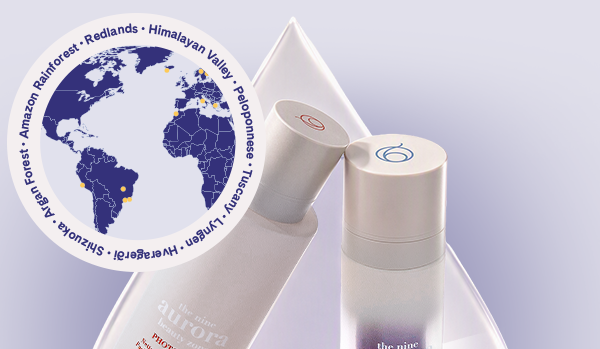 World map showcases ingredient origins from nine unique regions across the globe.