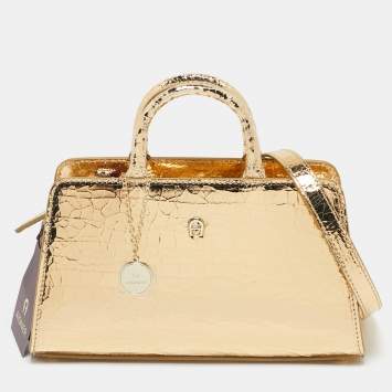 Gold Crackled Patent Leather M