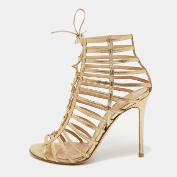 Gold Leather Strappy Lace Up S