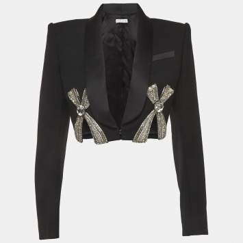 Black Wool Crystal Embellished