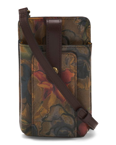 Leather Calimera Phone Crossbody for Women | Sienna Sunset Print