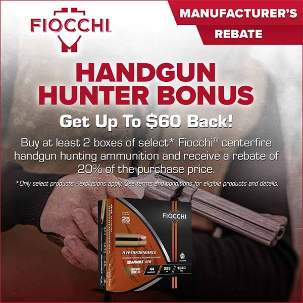 Fiocchi Handgun Hunter Bonus Rebate 2026