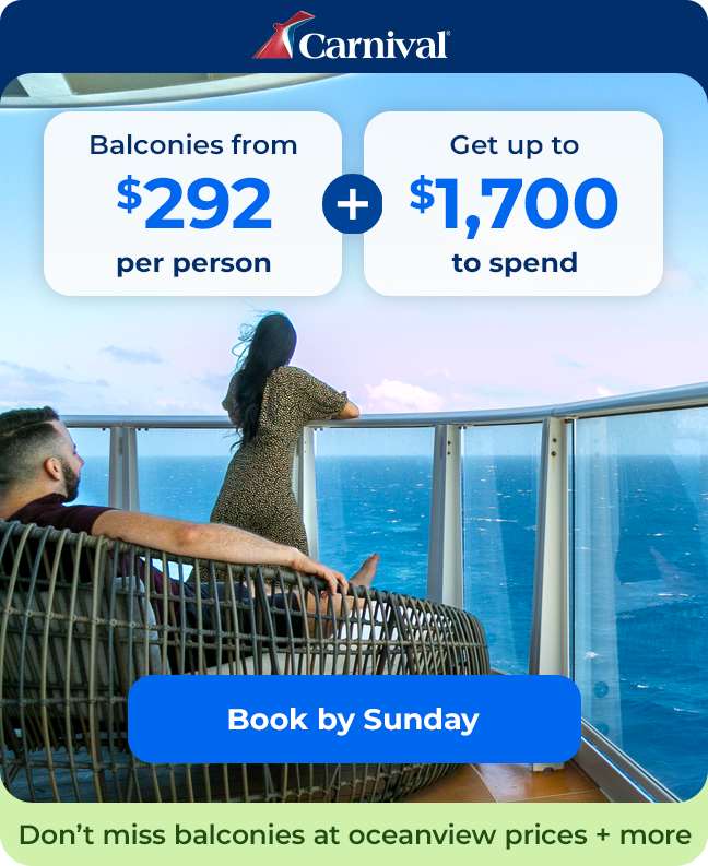Balconies from $167 per person