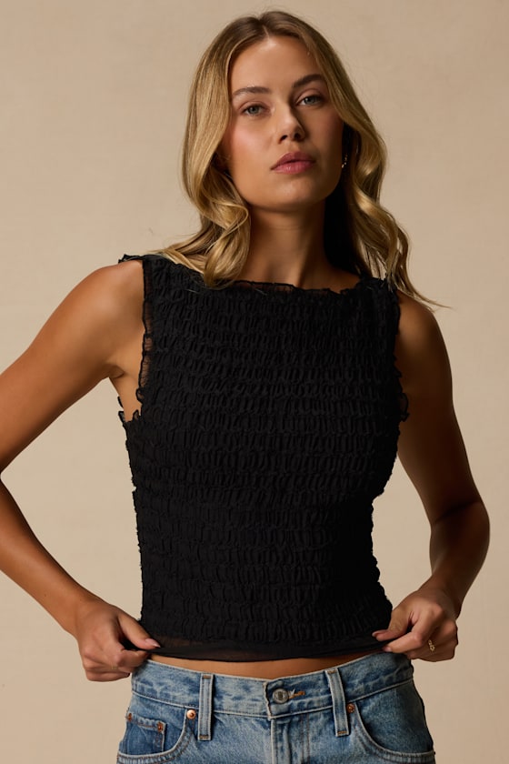 Image of Kathryn Black Cropped Tank Top