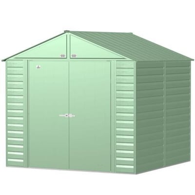 Arrow Select 8x8 ft Metal Storage Shed, Sage Green Steel Outdoor Shed Kit with Lockable Double Doors, Durable Backyard Storage for Tools, Lawn Equipment & Patio Gear, Model # SCG88SG