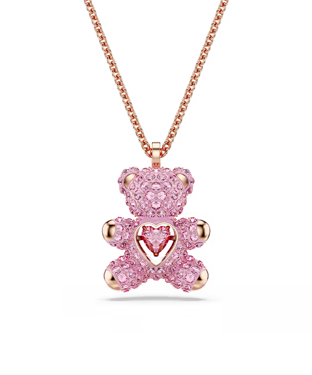 Pendente Teddy, Orsetto, Rosa, Finitura oro rosa 18K