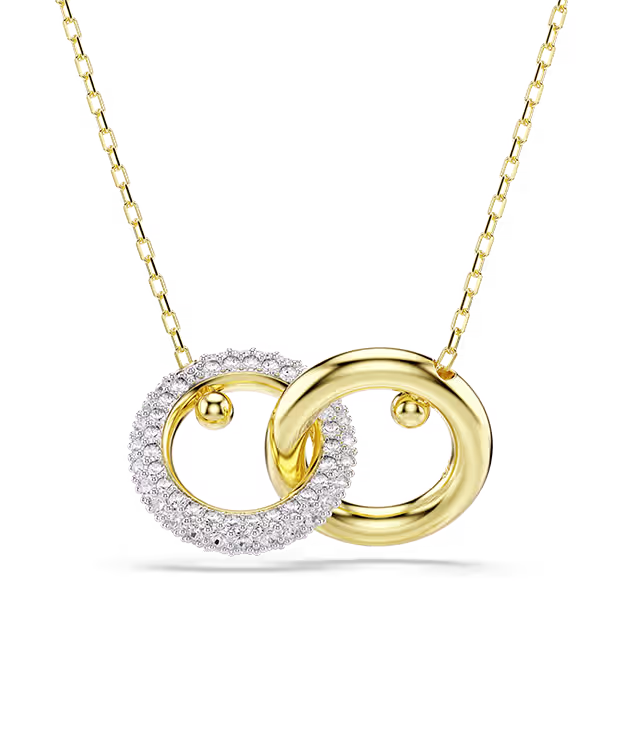 Pendente Dextera, Anello intrecciato, Bianco, Finitura oro 18K