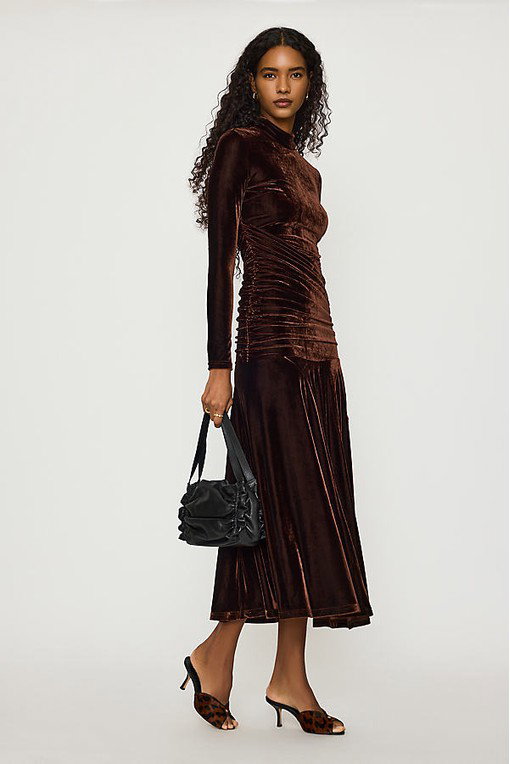Bardot Korina Velour Long-Sleeve Maxi Dress